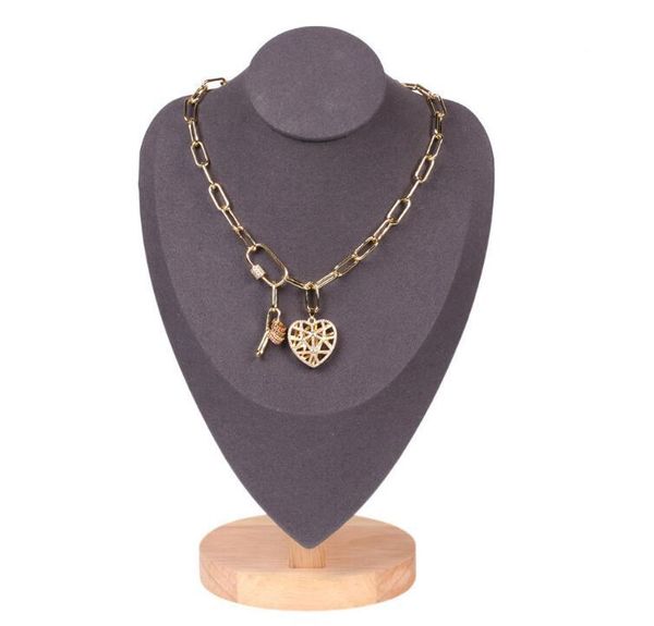 

trendy hip hop thick chain necklace hollow love fashion pendant classic women neck accessories necklaces, Silver