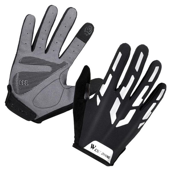 

cycling gloves 1 pair outdoor full finger reflective bike riding, Black