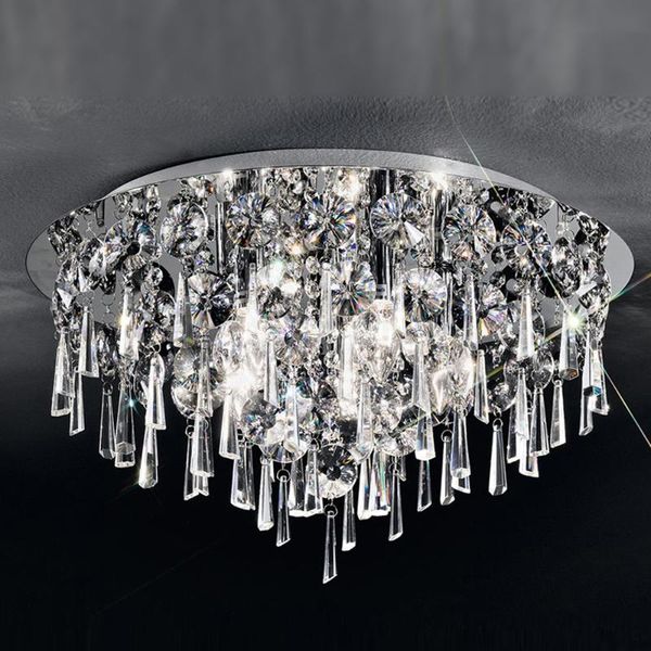 

round design crystal ceiling chandelier led light ac110v 220v lustre modern living room bedroom lamp chandeliers