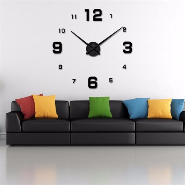 

wall clocks 3d mirror clock acrylic modern design living room stickers unique home decoration self adhesive hanging watch