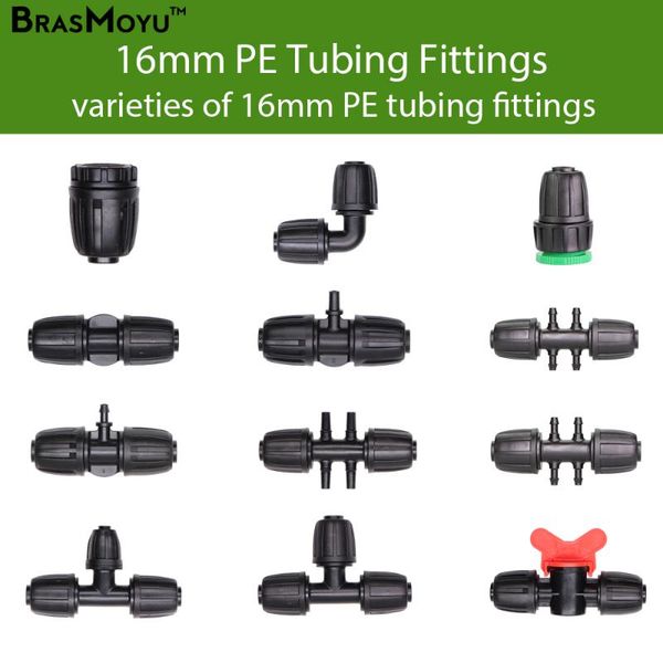 

watering equipments brasmoyu 16mm pe connector garden irrigation water adapter 6-ways tubing to 8/11mm 4/7mm 3/5mm micro hose joints