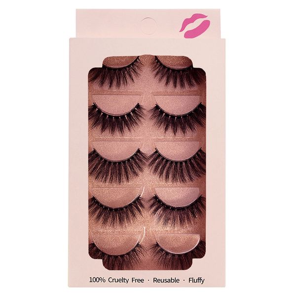 

lovely thick natural 5 pairs mink false eyelashes set soft light hand made reusable 3d fake lashes extensions 7 models with retail packing m