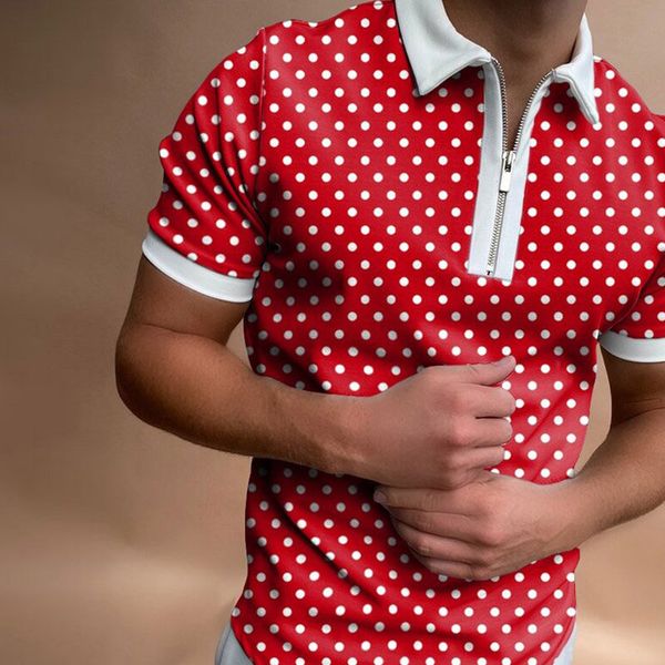 

youngster pattern men's zipper polo shirt comfortable breathable fashionable cool daily travel work party, White;black