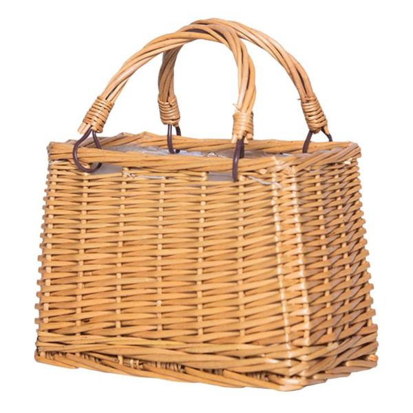 

1pc rattan woven basket decorative flower fruit packing (khaki) storage baskets