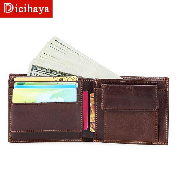

wallets dicihaya genuine leather rfid vintage wallet men with coin pocket short small hasp walet card holders man purse, Red;black
