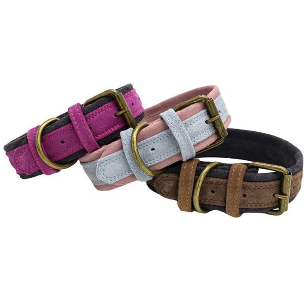 

dog collars & leashes pet leather collar double layer impact color scrub frosted cowhide puppy cat necklace accessories products