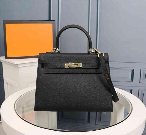 

classic manual women's palmprint bag fashion layer cowhide air stewardess shoulder bags size 19cm 25cm 28cm 66588