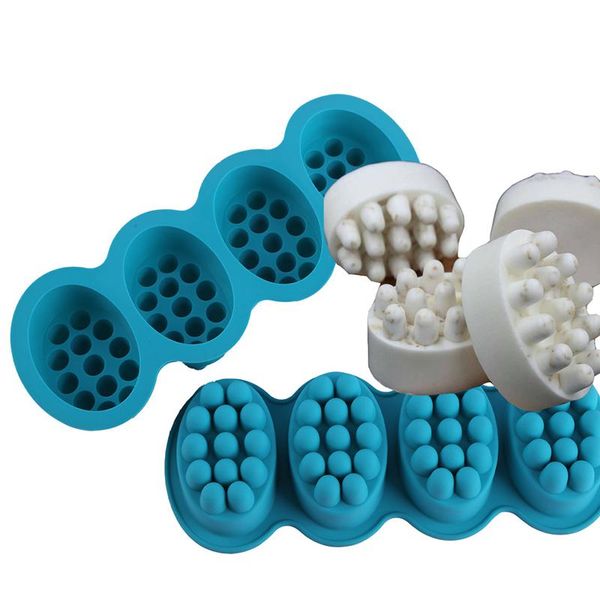

silicone soap mold 4 compartment massage bar single-hole moulds making tool dishes