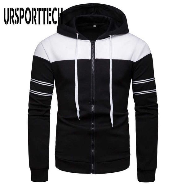 Homens do outono Hoodies moletonos Multi-cor Hip Hop Streetwear Retalhos Hoodie Homens Jaqueta de Fleece Homens Hoodies com Zipper 210528