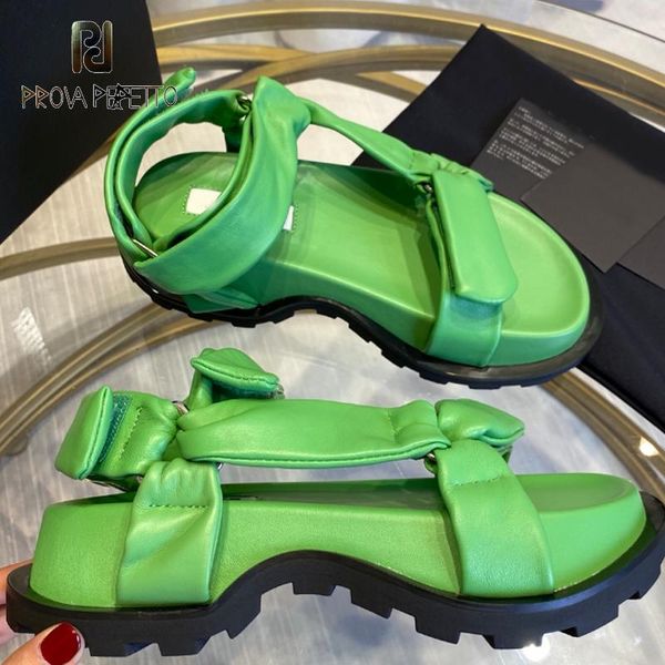 

high street sports sandals women's summer 2021 leather soft and fashionable all-match magic tape thick-soled roman beach shoes, Black
