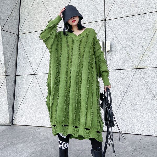 

dress long shirt in female fall/winter loose-fitting outer hedging thick all-match v-neck fashion knitted y1099 0az7, Black;gray