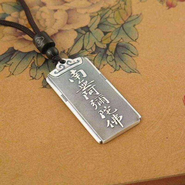 Новый китайский стиль амитабха подвесной и звуковой серебряный ожерелье амулет ювелирные украшения аксессуары