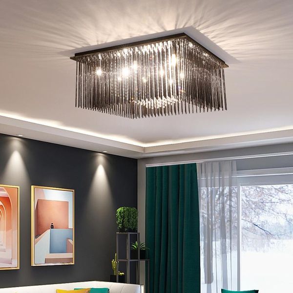 

chandeliers 80cm 90cm 100cm 120cm modern ceiling light square fashion flush mount crystal chandelier lamp with black stainless steel plate