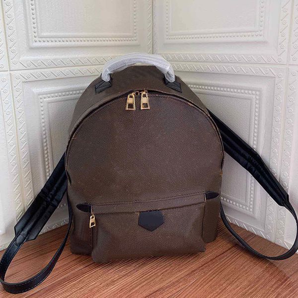 

backpacks bag soft monogram canvas backpack women classic old flower handbag genuine leather package quality carved zipper head wide shoulde