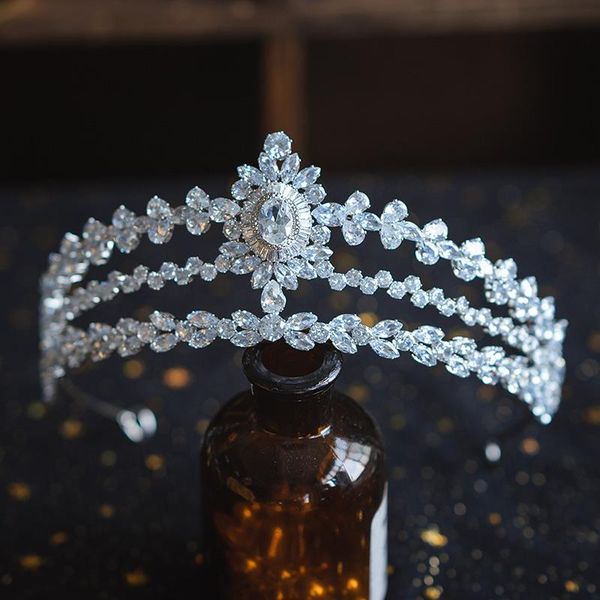

hair clips & barrettes baroque crowns rhinestone bridal tiaras cubic zircon headbands crystal pageant diadem bride headband wedding accessor, Golden;silver