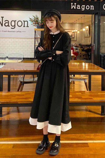 

black goth dresses long-sleeve woman streetwear princess medieval dress student preppy party clothes xrtg, Black;gray