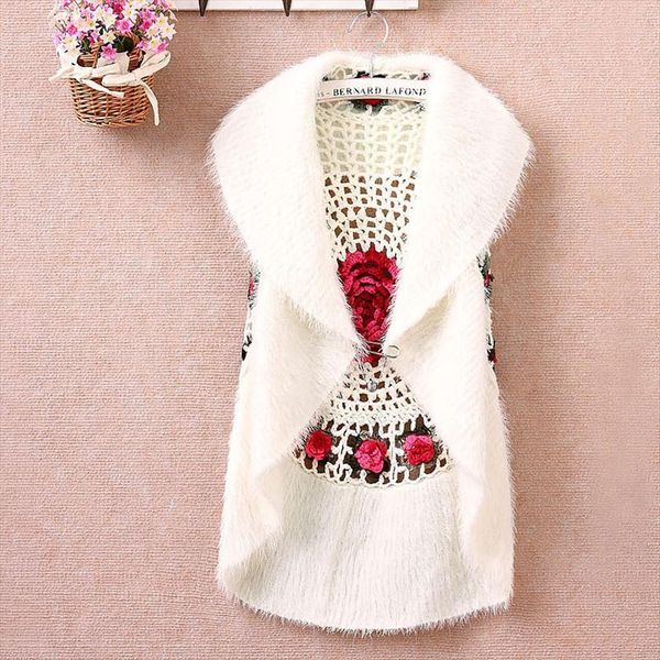 

women cardigan fashion autumn winter sweaters crochet cape vest causal outwear sleeveless crocheted female, White;black