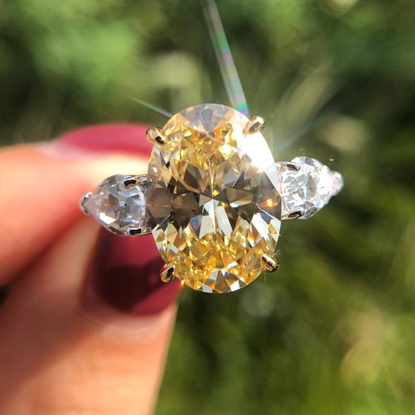 

cluster rings deluxe real s925 sterling silver shining zircon 10 ct fine jewelry fashion accessories graceful beauty women, Golden;silver