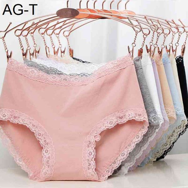 

95 cotton lace women's underwear middle waist briefs, Black;pink