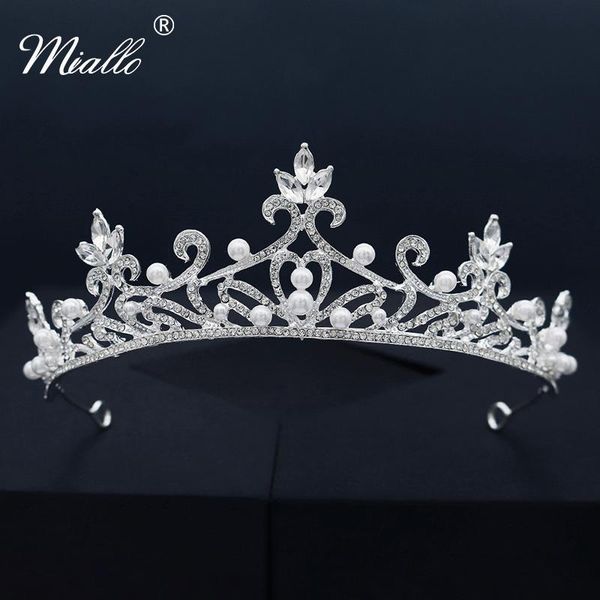 

hair clips & barrettes miallo pearl rhinestone tiaras and crowns bridal wedding jewelry for women accessories party headpiece bridesmaid gif, Golden;silver