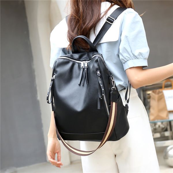 

hbp pu skin shoulder bags female 2021 new korean version of the fashion solid color large capacity backpack mobile phone bag wholesale