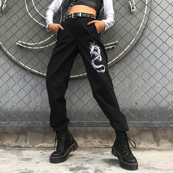 

jean female sweat dragon standard high waist racers streetwear pants fashionable hipsters harajuku sweatpants long pantacourt, Blue