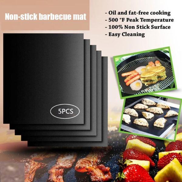 

1/3/5pcs non-stick bbq grill mat 40*33cm baking mats cooking grilling sheet heat resistance easily cleaned kitchen accessories tools