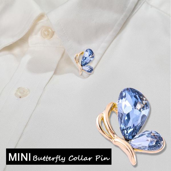 

pins, brooches morkopela crystal butterfly collar pin fashion rhinestone small and pins women clothes brooch scarf clip accessories, Gray