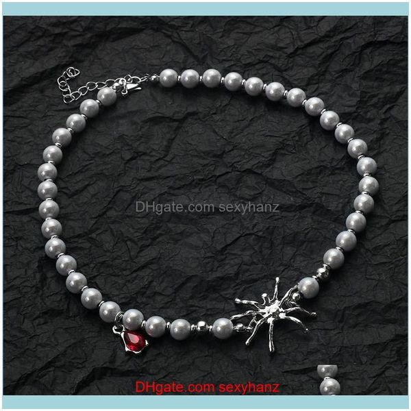 

necklaces & pendants jewelryfashion spider pearl necklace ins hip-hop style clavicle chain punk party jewelry chokers drop delivery 2021 x7j, Golden;silver