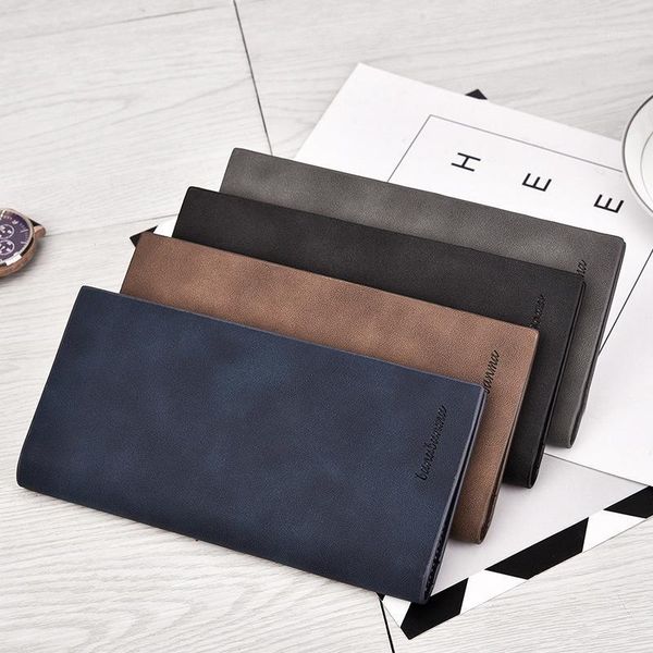 

purse men's long wallets european and american retro frosted soft leather wallet thin, White