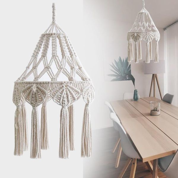 

lamp covers & shades nordic style hand-knitted lampshade living room home decor modern tassel wedding hanging ceiling light cover pendant