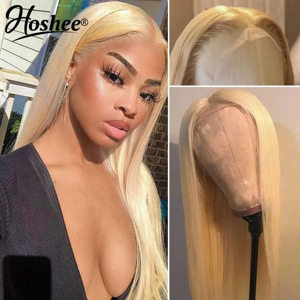 Großhandel 613 blonde brasilianische Lace-Front-Perücken mit Babyhaar, gerade, leimlose synthetische Spitzenperücken mit vorgezupftem Haar für Frauen