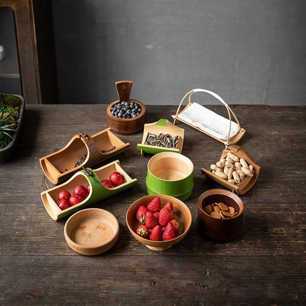 

dishes & plates tea tray chinese zen ceremony bamboo creative table dry fruit dessert retro bowl