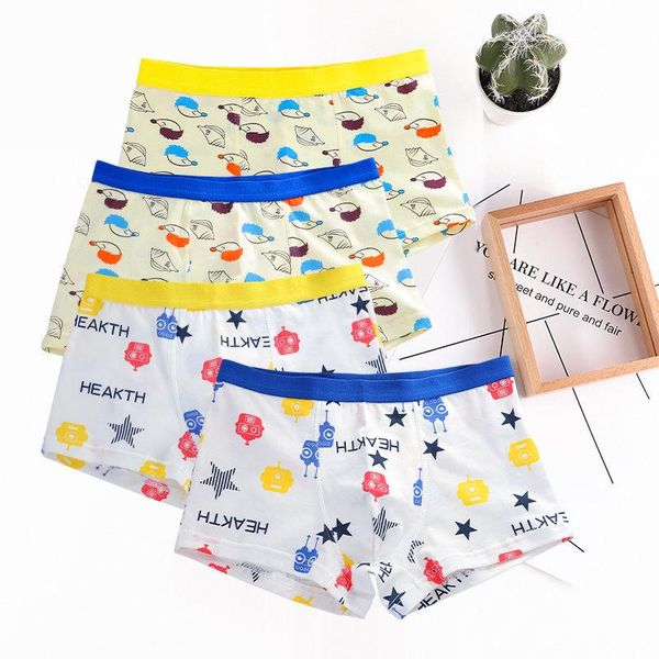 

underpants 4pcs children's and youth boxers men's cartoon printed breathable comfortable underwear elastic shorts so, Black;white
