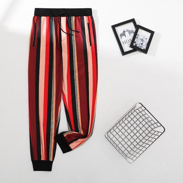 

print pants joggers men casual vintage laceup loose trousers sweatpants england style autumn party ropa de hombre men's, Black