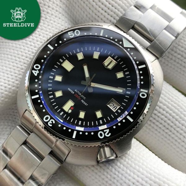 

diver watch mens 200m mechanical waterproof sapphire crystal luminous nh35 automatic men wristwatches, Slivery;brown