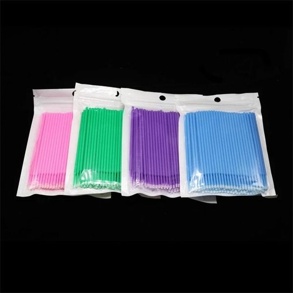 

false eyelashes disposable 100pcs/pack colorful cotton swabs for eyelash grafting cleaning rods lashes planting assist tool quick remove