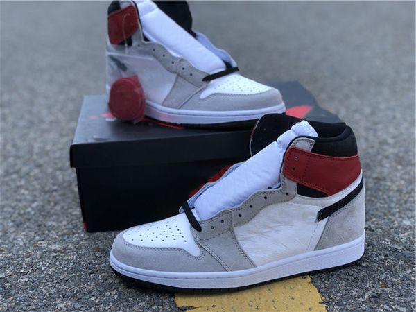 

shoes genuine jumpman 1 mens basketball gray white color men sports shoelaces shoebox full 40--46
