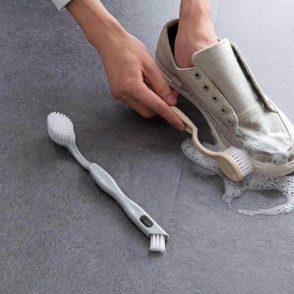 

double-headed long-handled shoe brush, cleaning multifunctional decontamination, multi-purpose laundry brush clothing & wardrobe storage