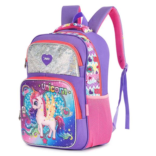 Mochilas de unicórnio para meninas glitter lantejoulas Bonito saco de escola impermeável Lightweight Bookbag crianças Presente K726