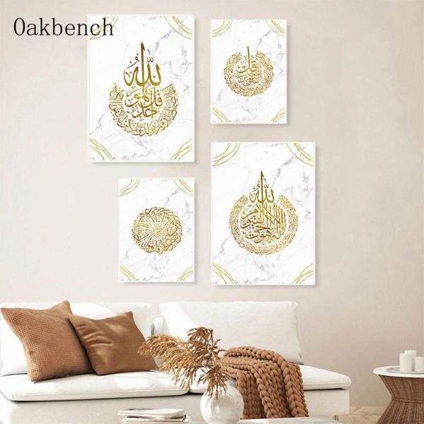 

paintings islamic wall art posters golden canvas prints poster muslim painting modern pictures for living room decoration
