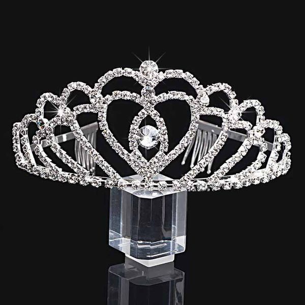 

2021 girl's tiaras wtih rhinestones crystals hair accessories evening prom party performance pageant tiaras and crowns for girls, Silver