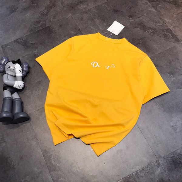 

2021 summer fashion ~ girl's heart front embroidered letter back pink pig print round neck female t-shirt, White