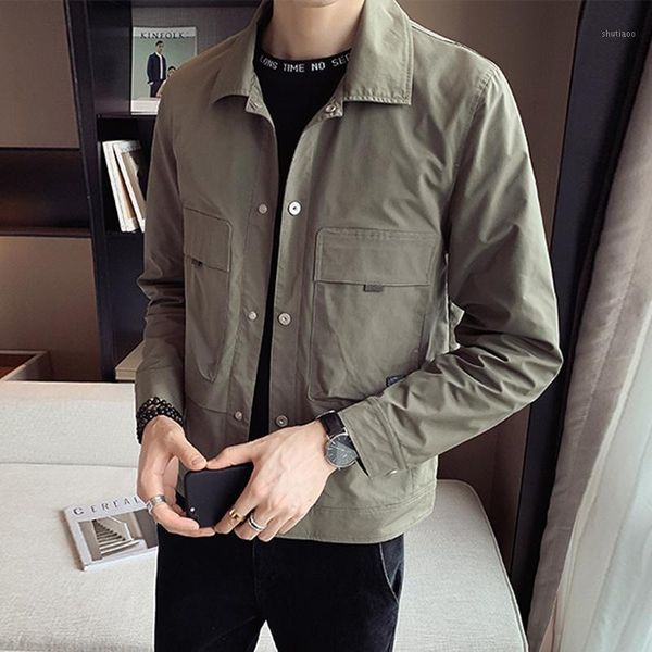 

men's jackets men's 2021 spring autumn fashion solid color casual male single breasted outerwear men work wear thin coats o32, Black;brown