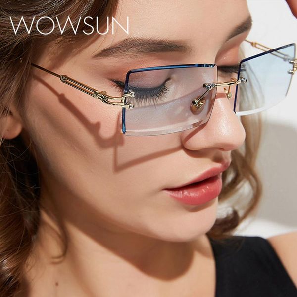 

sunglasses luxury rectangular ladies square frameless alloy frame retro style, White;black