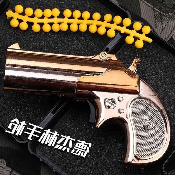 

5444mini alloy mp7 m10 revolver toy model pistol gold soft bullet can shoot submachine gun weapon for boys