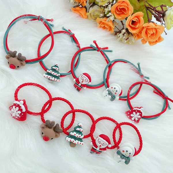 

christmas hair accessory ring rope string for girl kid woman tie elastic hairband stretchy scrunchy boutique ins, Slivery;white