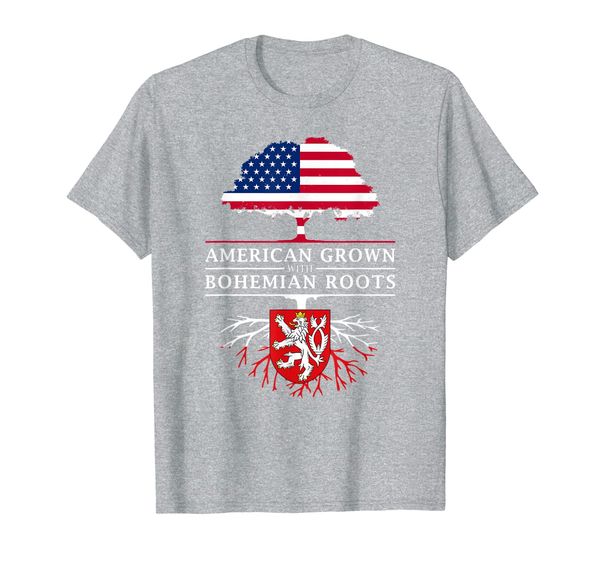 

american grown with bohemian roots - czech bohemia t-shirt, White;black