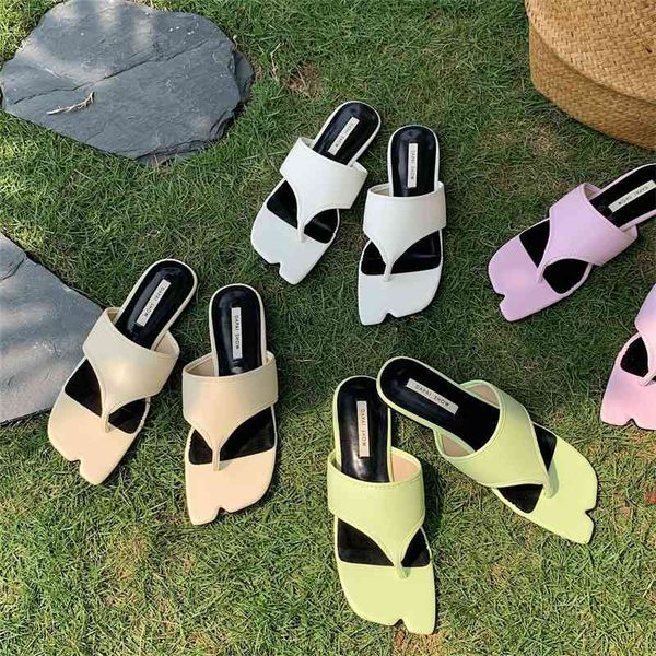

slipper spring/summer 2021 casual style slippers square toe flip-flops women, Black