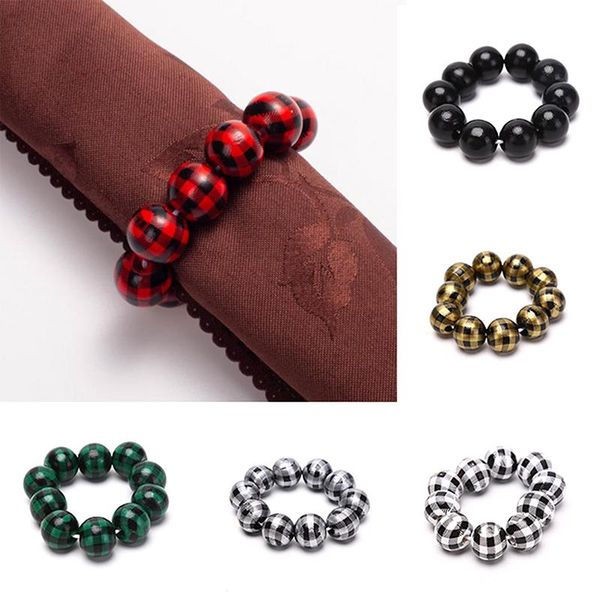 

napkin rings 1pcs colorful wooden bead ring handmade buckle european and american garden home decoration